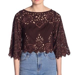 🍁KAS embroidered floral crop top🍂